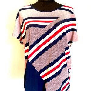 NWT CHOISE Women's Top in Navy, Red, and White Stripes Plus Size